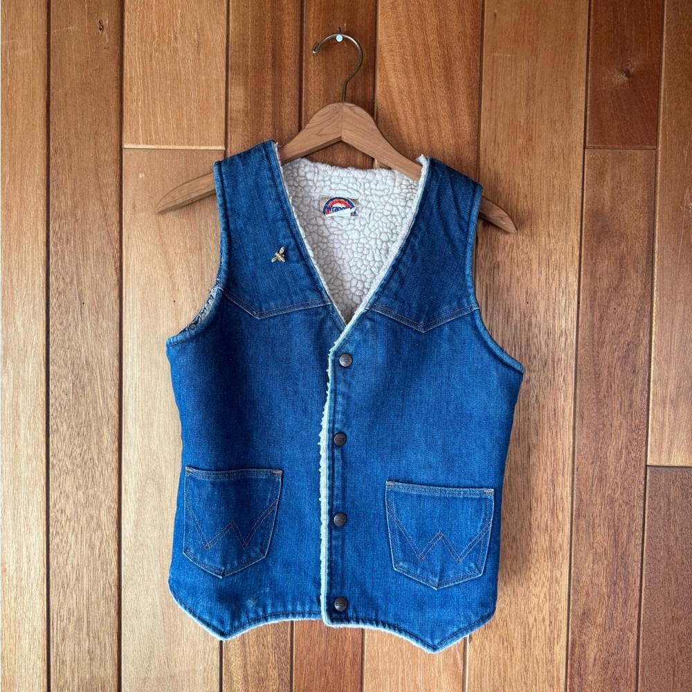 Vintage Wrangler Denim Vest with Sherpa Lining